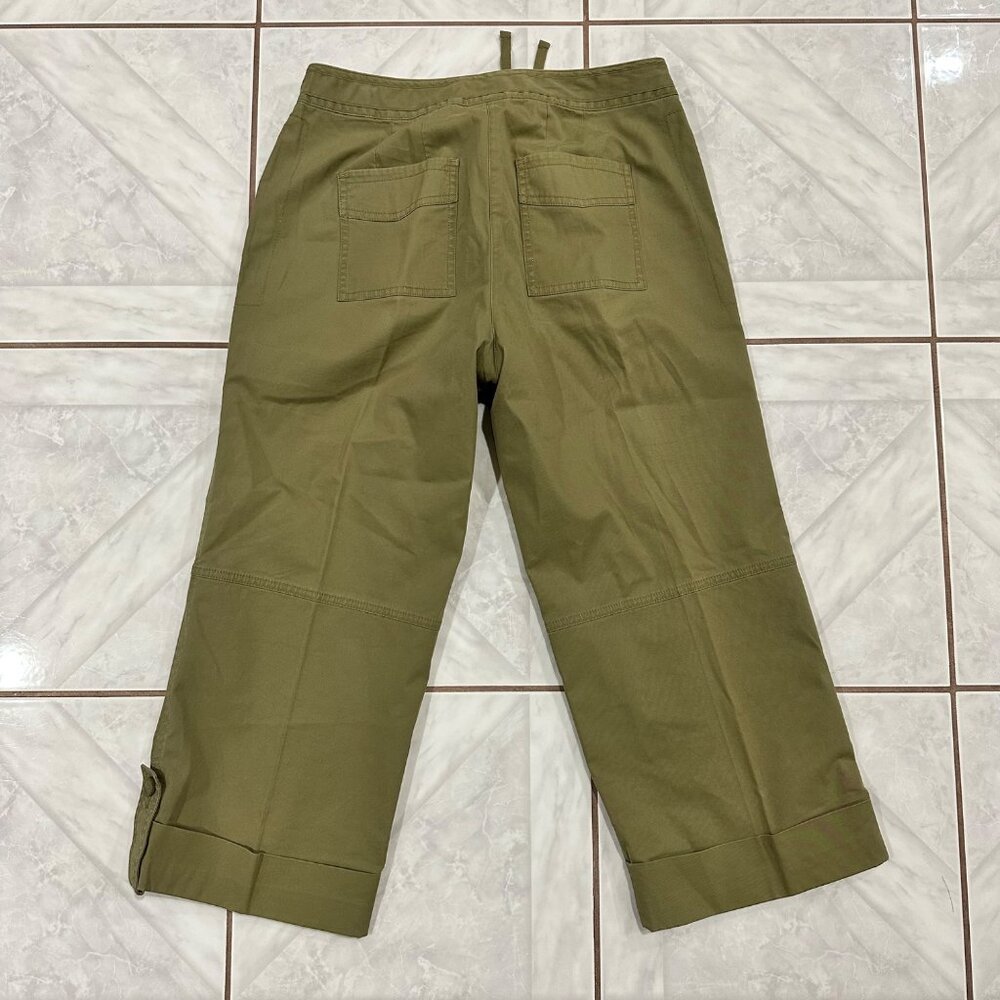 J.Jill Olive Green Wide Leg Ankle Pants Womens 6 Casual Lagenlook Relaxed Fit - Picture 7 of 8